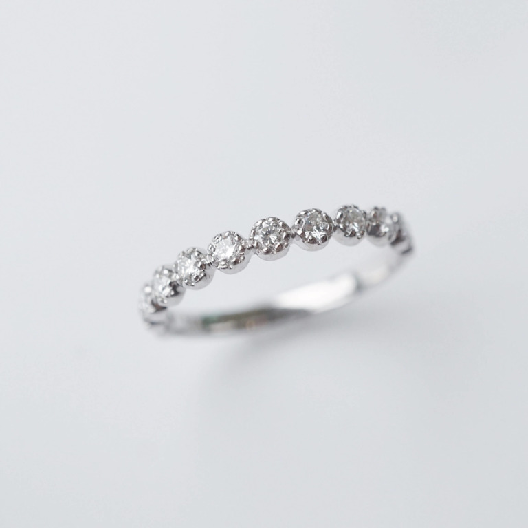 Alternative view of D - SHAPE DOUBLE MILGRAIN RING & FULL STONE RING 2.0