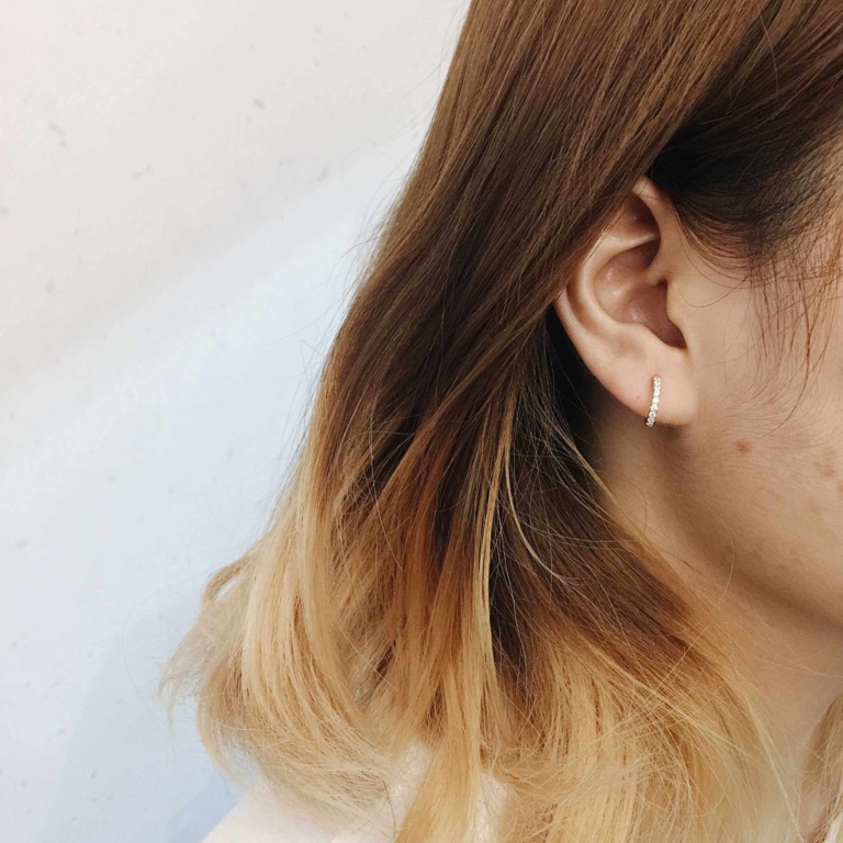 Alternative view of PAVE ETERNITY HOOP EARRINGS