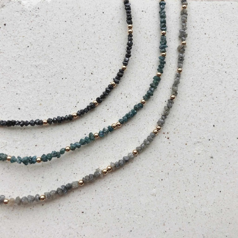 Alternative view of BEADED BRACELET - BLACK RAW DIAMOND