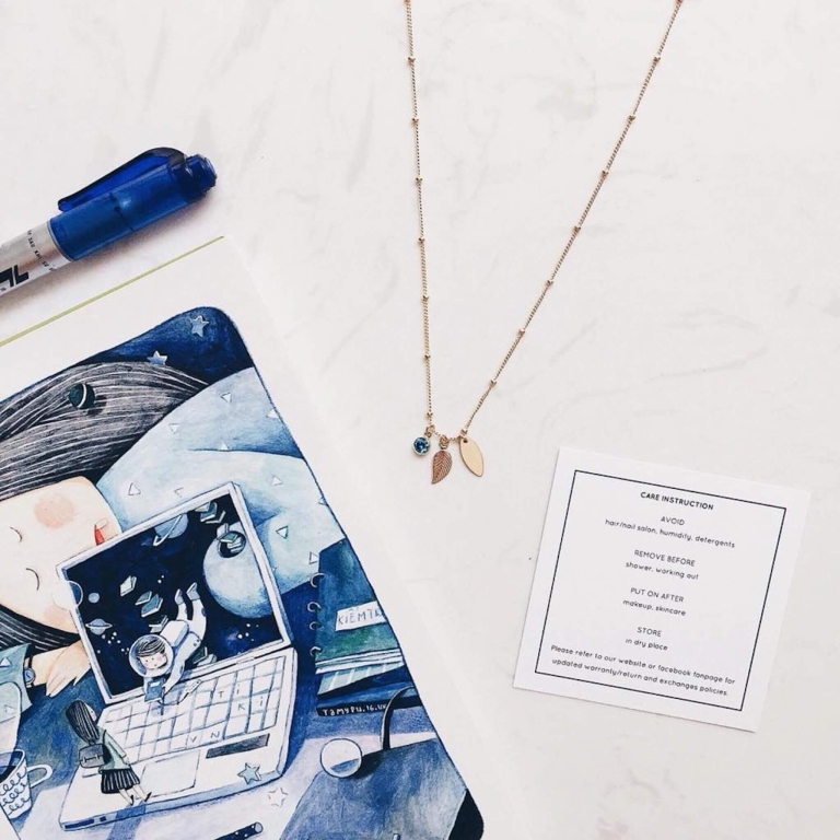 Alternative view of TRIPLE CHARM SATELLITE NECKLACE