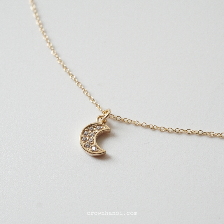 Alternative view of PAVE CRESCENT NECKLACE
