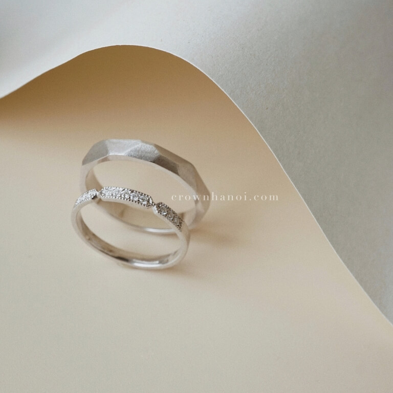 FACET BAND RING - 3.5MM & FRENCH PAVE RING