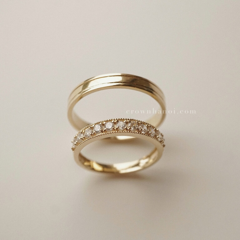 BORDER RING 3MM & BOLD MILGRAIN ETERNITY RING