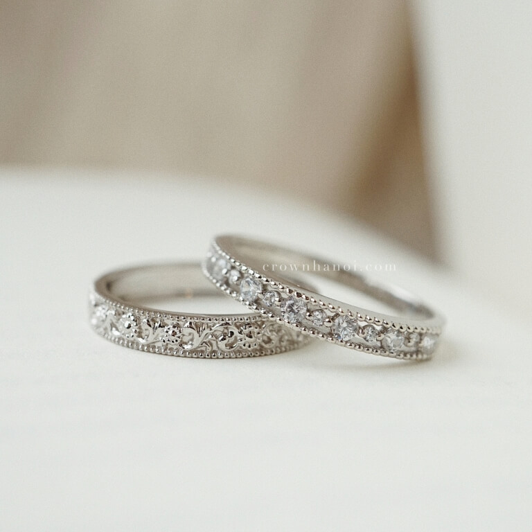 RENAISSANCE ART INSPIRED RING & FRENCH LACE RING (PLATINUM)