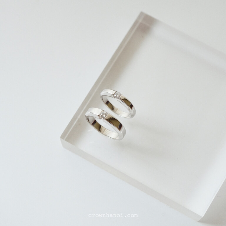 EDGE COUPLE BAND RING (PLATINUM)