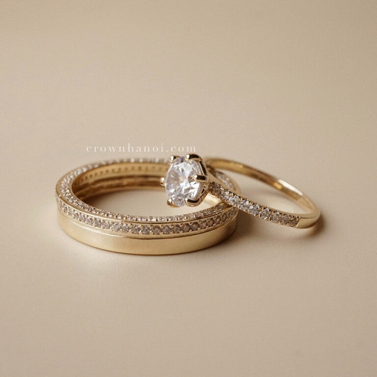 BAND PAVE RING & 6 PRONG SOLITAIRE PAVE RING