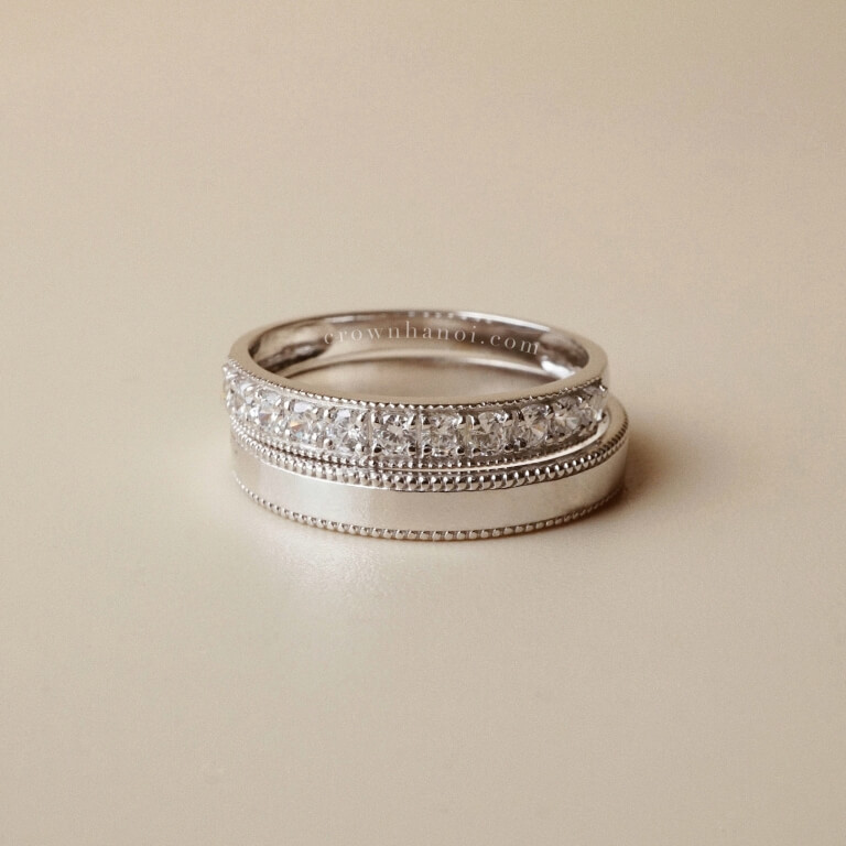 DOUBLE MILGRAIN RING & BOLD MILGRAIN ETERNITY RING
