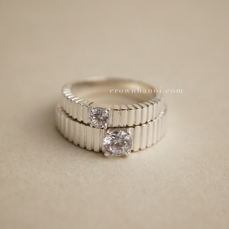 RIBBED BAND COUPLE RING
