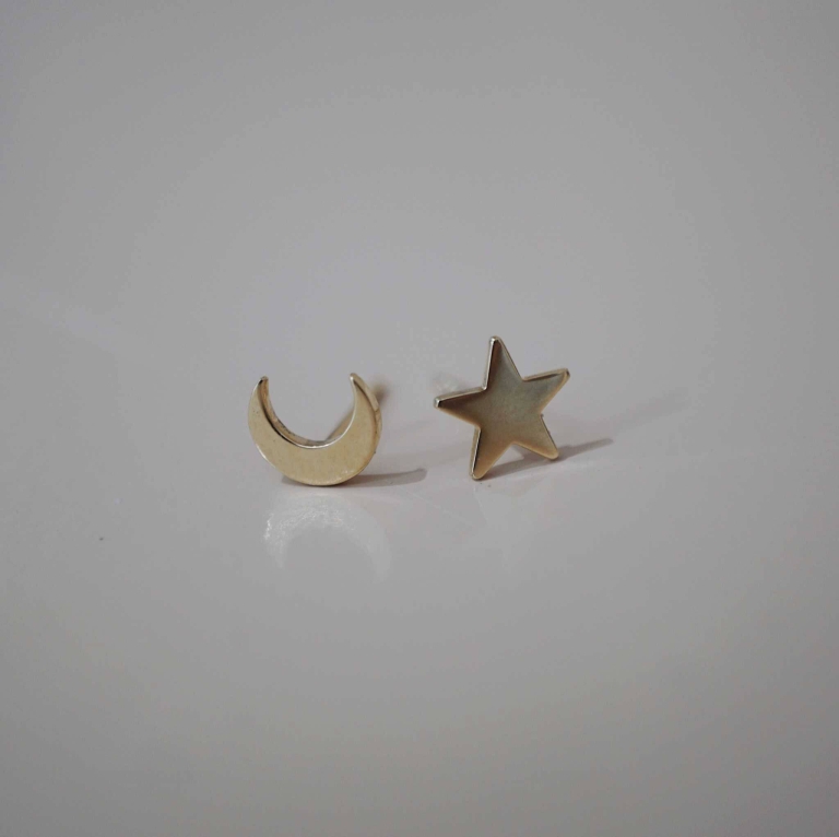 MINI CRESCENT STAR EARRINGS