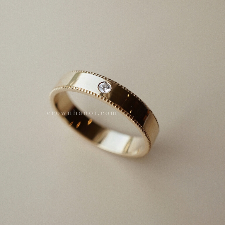 STONE DOUBLE MILGRAIN RING - 4MM