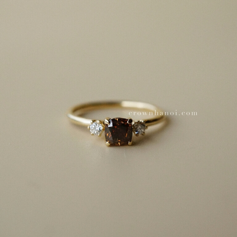 THREESTONE CHAMPAGNE DIAMOND RING