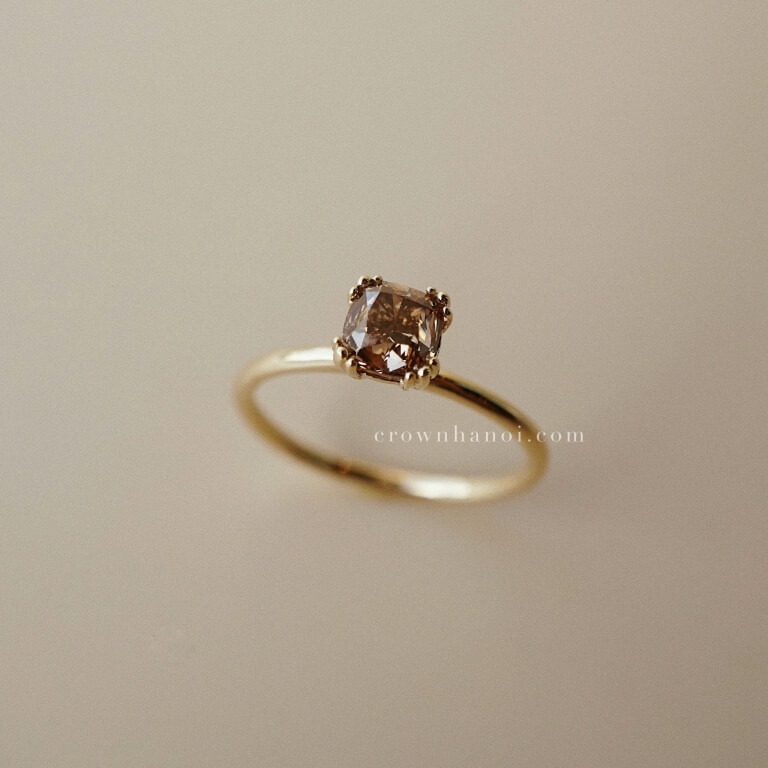 CUSHION CHAMPAGNE DIAMOND RING